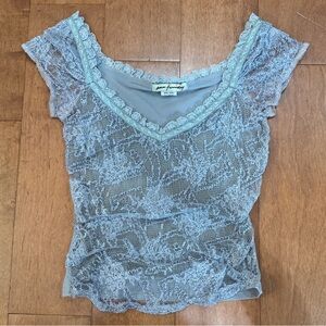 Grey blue lace Ann Ferriday top